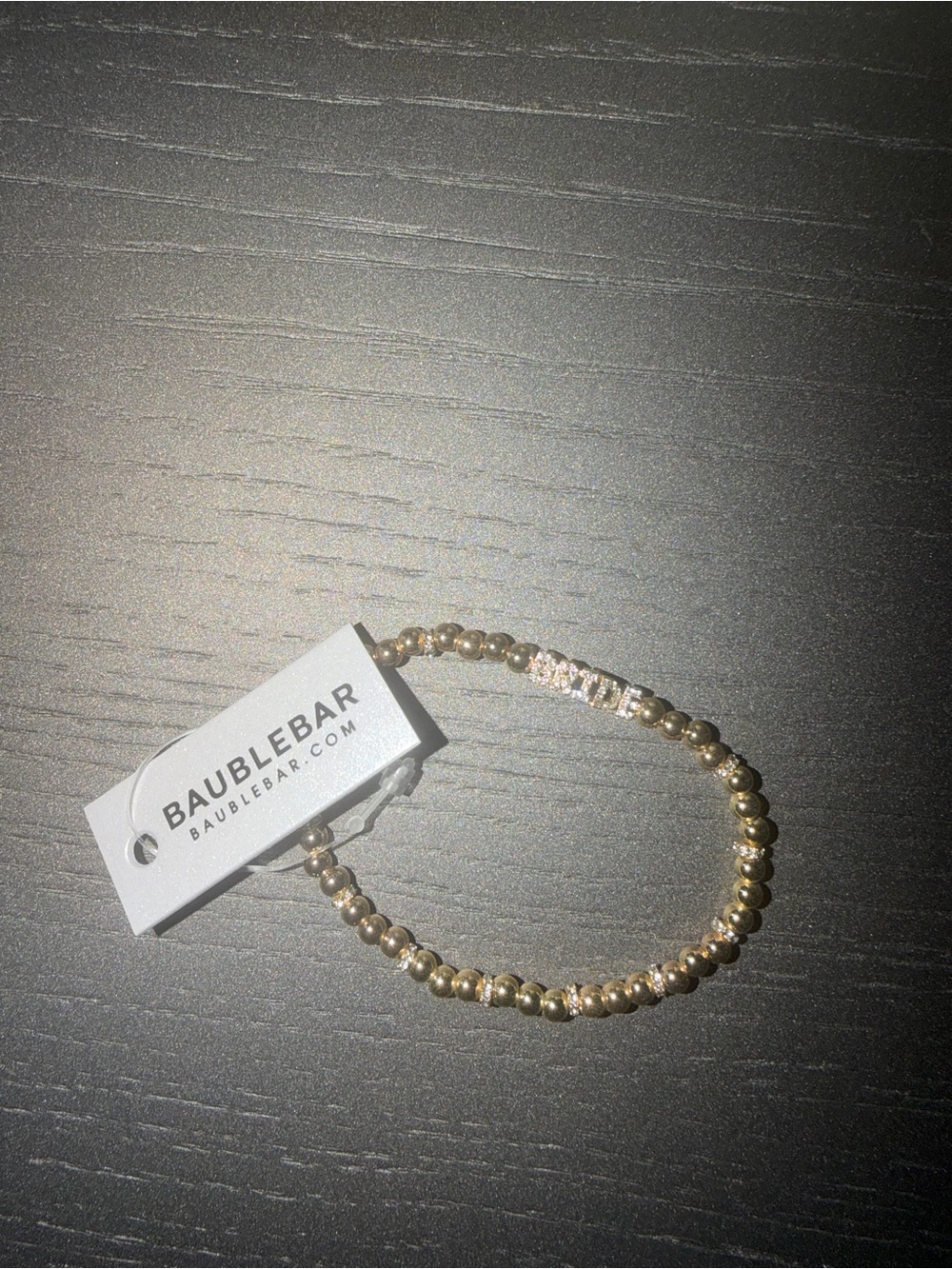 BaubleBar Gold Tone Beaded Stretch Bracelet with Pave Accent